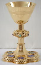 Solid silver gilt antique Belgian Gothic Chalice